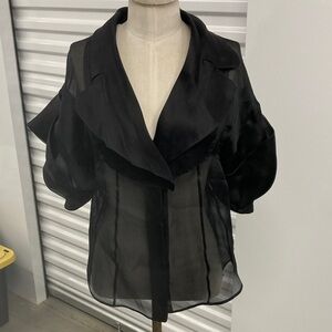 Gianfranco Ferre silk organza kimono sleeve top blouse M L